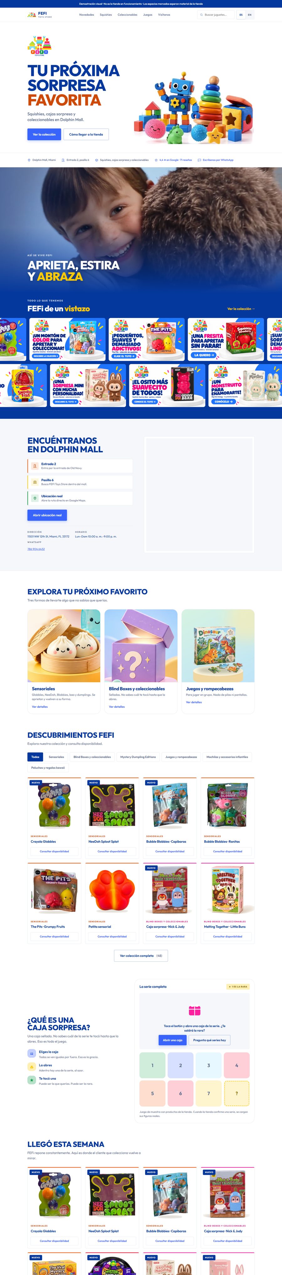 Página web de FEFI Toys Store